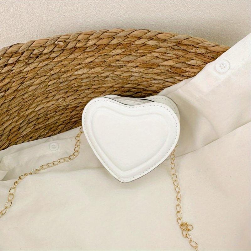 Mini Neuheitstasche Herzdesign PU Weiß Modisch Valentinstag, Modische Herzgeldbörse, Passt perfekt zum Valentinstags-Kleid