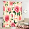 2D FLAT PRINTING 2pcs Curtains (Without Rod) Floral Pink Rose Design April Fools is Day Festival Creative Curtains Semi-Sheer
