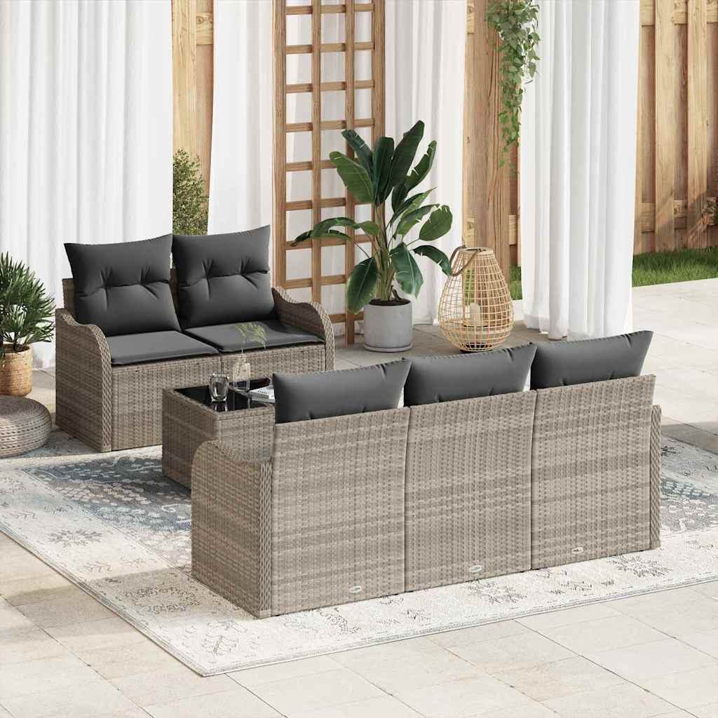 Garden Sofa Set Light Grey Poly Rattan