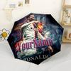 Cristiano Ronaldo Personalized Text Umbrella Portable Automatic Umbrella Compact Durable 8-Rib Lightweight All-Season Umbrella for Travel