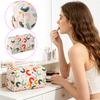 Quilted Cosmetic Bag with Floral Print Large Capacity Makeup Organizer Travel Toiletry Storage Pouch for Women