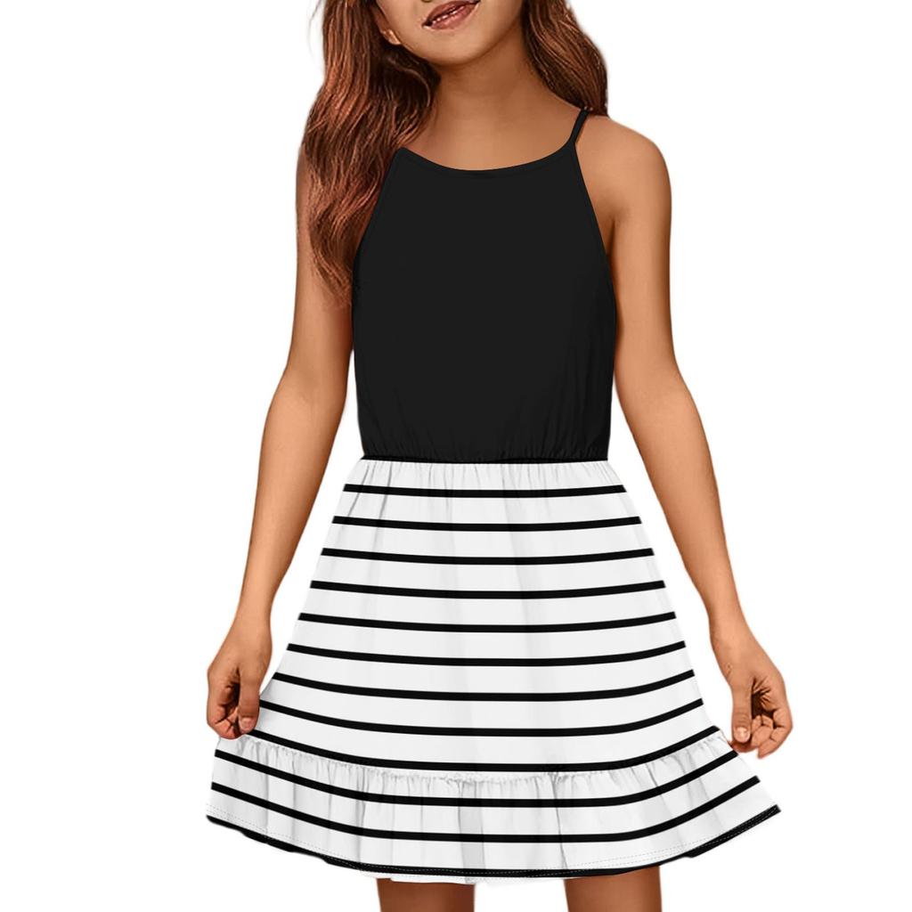 Kinder Sommer Freizeitmode Rundhals Einfarbig Ärmelloses Kleid