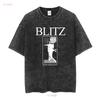 Blitz Second Empire Justice T Shirt rock band TE3531 vintage Washed Top For Everyday Wear Soft Versatile Casual fashion