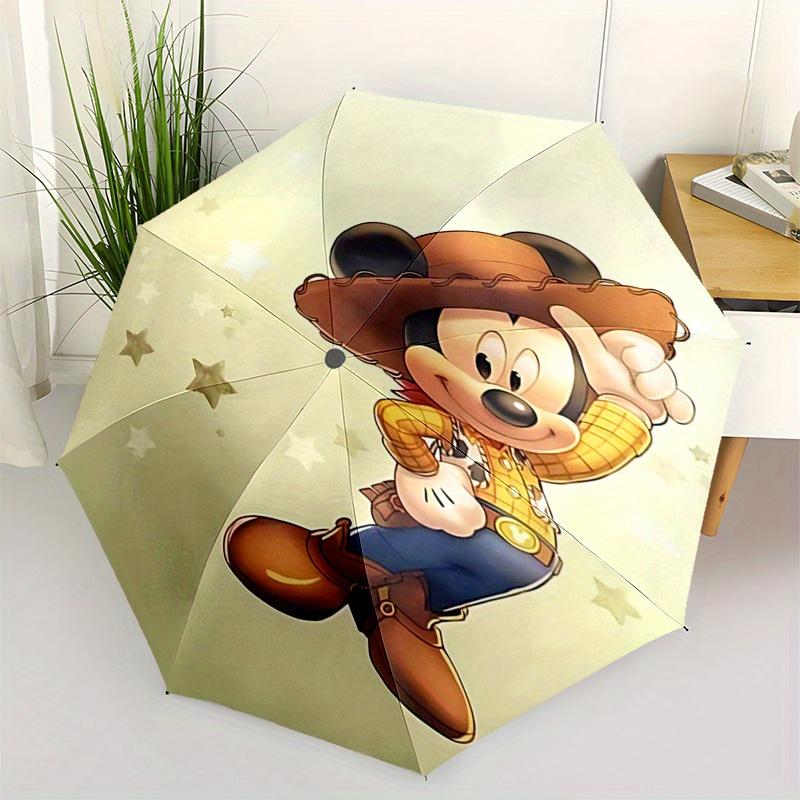 

Cowboy Mickey, Western Mickey Automatic Opening and Closing Umbrella - 8 Ribs Portable Folding Umbrella with Plastic Handle, Suitable for Le