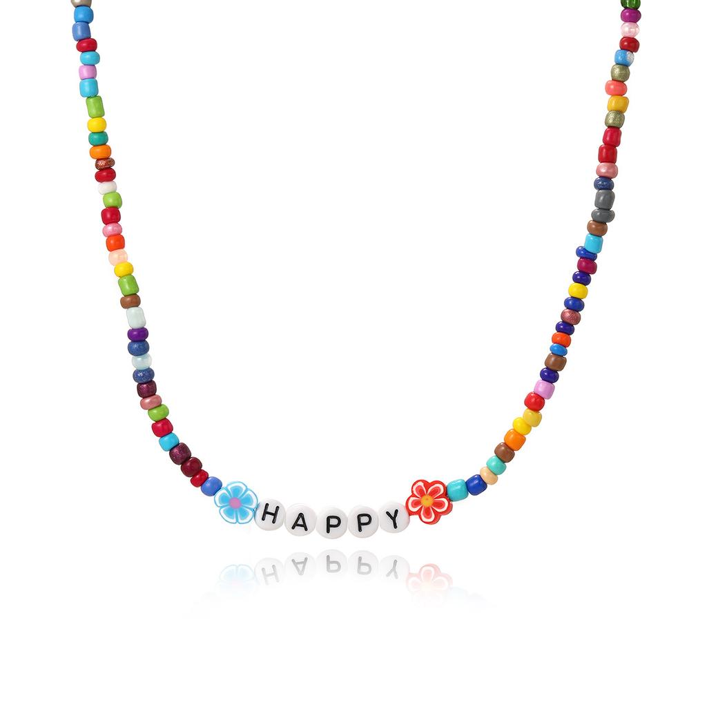 Necklace for Women Bohemian Spring and Summer Necklaces Premium Sense of Simplicity Butterfly Beaded Jewelry Colorful Rice Beads Letters Necklace