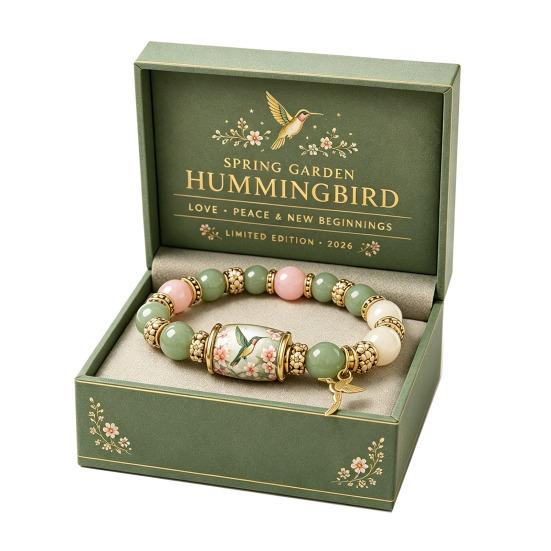 Bluebird Blessings Bracelet Inspirational Bracelet Green Beads Hummingbird Strength Beaded Cherry Blossoms Inspirational