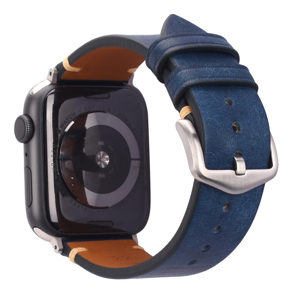 Frosted Brown Genuine Leather Watch Strap Replacement for Apple Watch Series 7 8 SE Custom Wristband Replacement Accessory