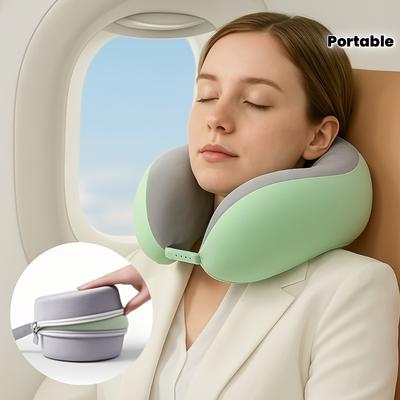 1PC Ergonomic U-Shaped Neck Pillow Strap Storage Bag - Memory Sponge Travel and Office Support, Removable and Machine Wash Cover, Lightweight Portable