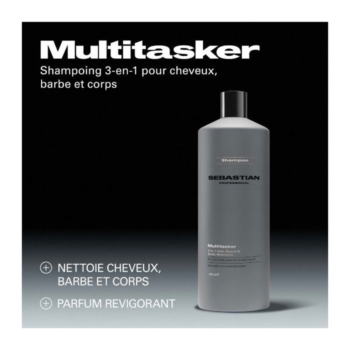 Hydratants Shampooing multifonction 3 en 1 pour hommes, cheveux, barbe et corps, nettoie et rafraîchit 1000 ml