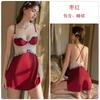 Women's Satin Lace Sheer Low Cut Push Up Padded Sleep Dress with Robe Lounge Set