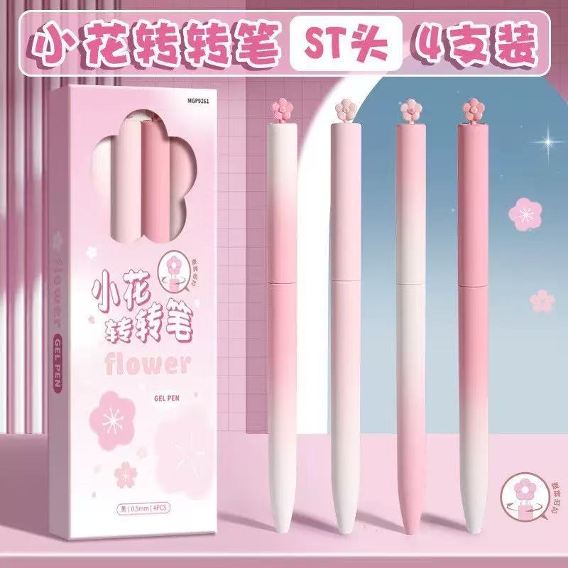 Kawai Rotary Pen Ins Pink Rotating Neutral High Value Quick Drying Brush Question Student 0.5ST Black Fountain Stationery Lovely