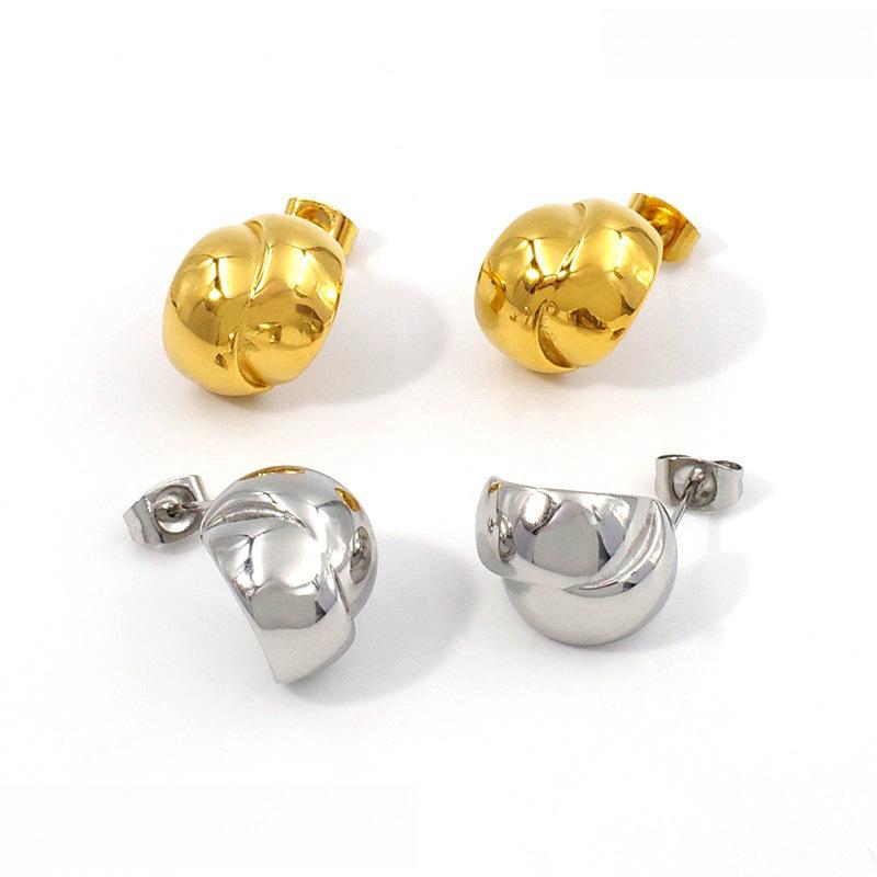 Elegant Geometric 18K Gold Plated Stainless Steel Earrings for Women - Luxury C-Shaped Stud Jewelry Bestseller