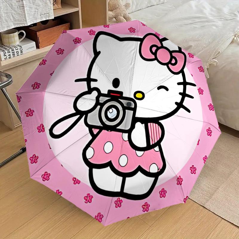 1PC Hello Kitty Umbrella-8-Rib Reinforced, Automatic Open, Lightweight & Durable, Cute Fashion Accessory for Outdoor, Beach or Casual Use, Beach Umbre
