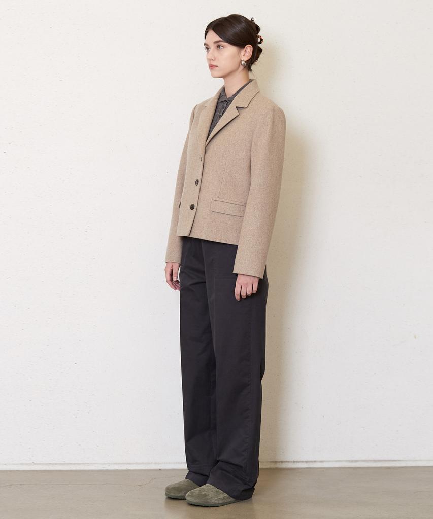 JUN BY JUN K Cation Cotton Curved Pants_Smoke