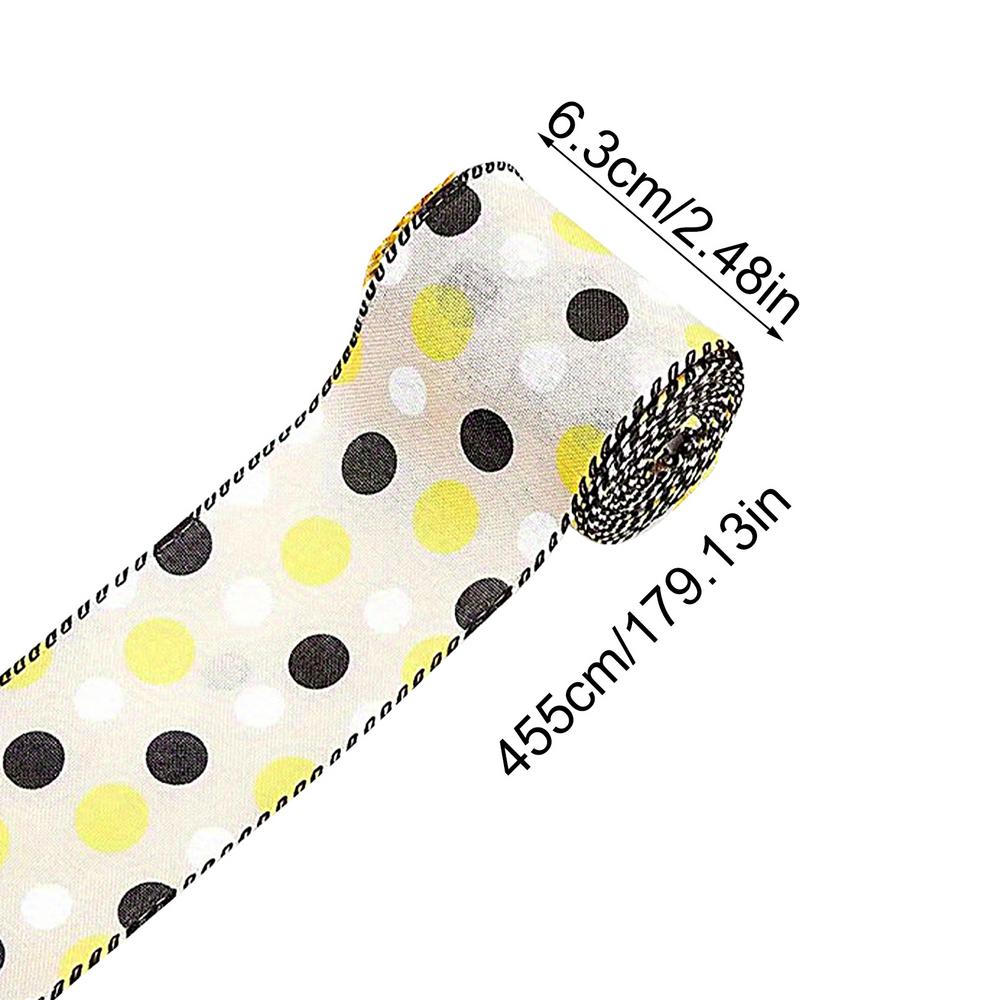 Bee Ribbon Wired Spring Craft Wrapping Honey Bee Striped Dot Yellow Ribbon For Wrapping Crafts Bows Party Decor 5 Yards