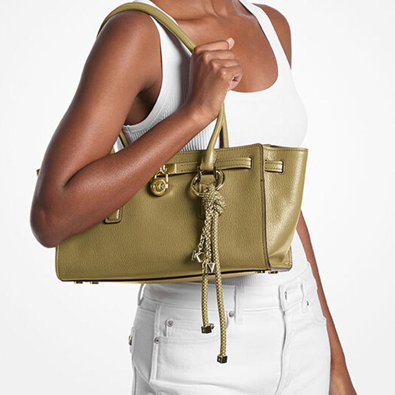 Michael Kors Hamilton Moderne Logo Leather Shoulder Bag Small Women shoulder bag Green 30F5GNXT0L-PISTACHIO
