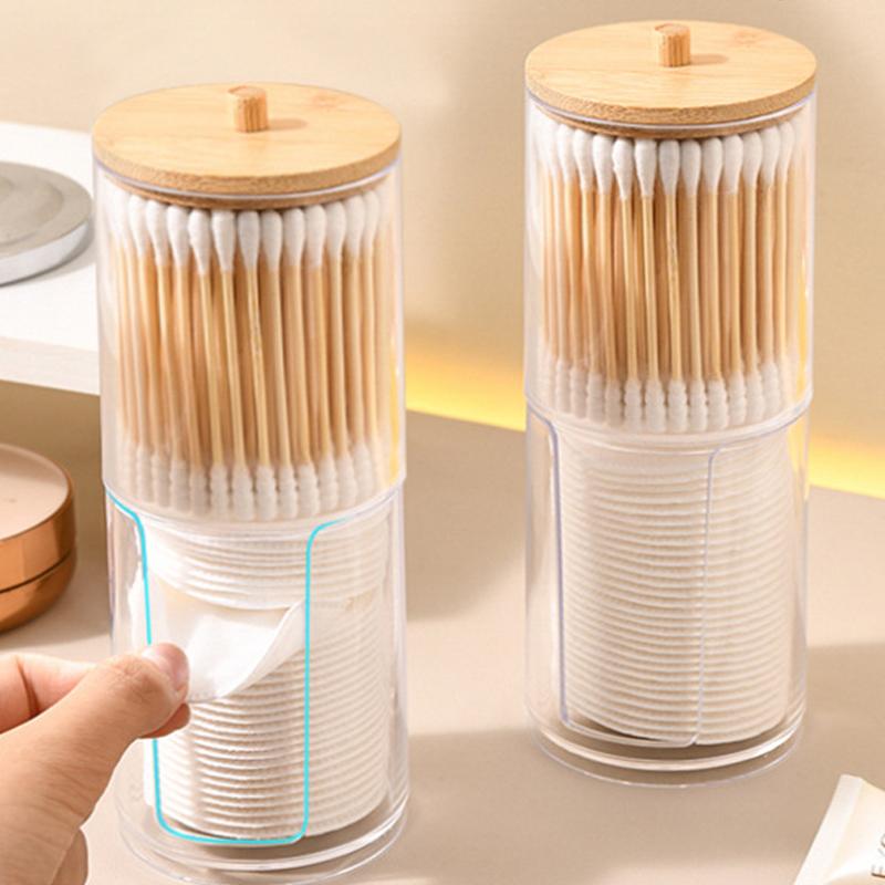Makeup Organizer Cosmetic Storage Box Cotton Swab Holder Cotton Ball Cotton Pad Box Clear Plastic Box With Lid Dust-Proof