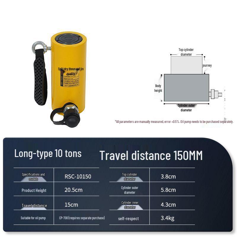 Split Ultra-Thin Hydraulic Cylinder: 5T, 10T, 20T, 30T, 50T, 100T - Extended and Short Types