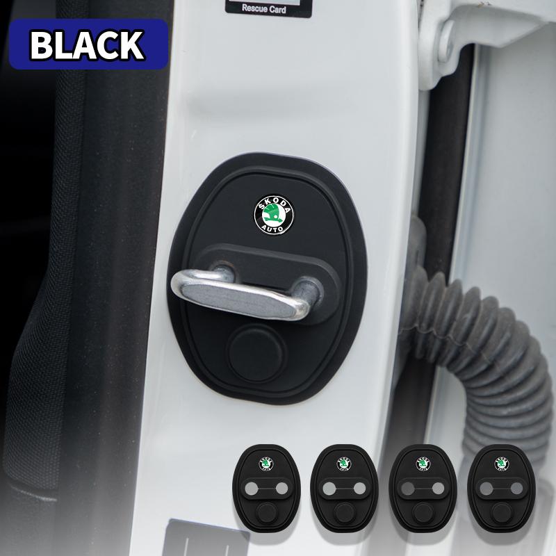 4PCS Car Door Lock Cover Case Accessories For Skoda Octavia MK2 MK3 2 3 A7 Fabia Karoq Kodiaq Superb Rapid Kamiq Scala Yeti MG7