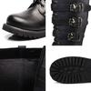 Herren Leder Motorradstiefel Wadenhohe Stiefel Gotische Gürtel Rock Punk Schuhe Outdoor Schwarzer Freizeitstiefel Winter Große Größe Herren Stiefel