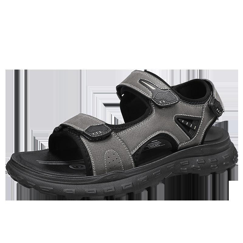 

Мужские сандалии 2024 года, новые летние туфли на липучках, нескользящие и износостойкие, для вождения на открытом воздухе, для спорта и пляжа 44 серый