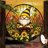 Pintura Acrílica Gnomo Abelha Vitral Pendurado Suncatcher D Plano Gnomo Girassol Painel Acrílico Gnomo Caprichoso com