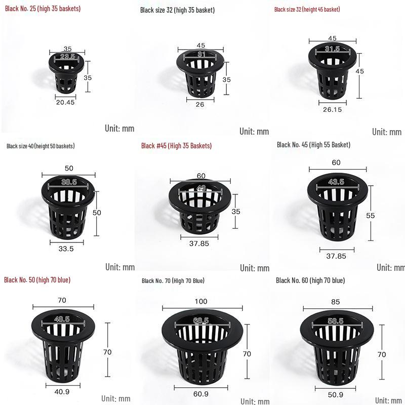 Eco-Friendly Multi-Size Planting Baskets: Hydroponic Root Fixation, Scratch-Resistant, Breathable, Light-Transmitting Containers.