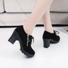 Fashion Women's Retro High Heel Ankle Boots New Square Heel Woman High Boots Female Round Toe Side Zipper Platform Short Booties