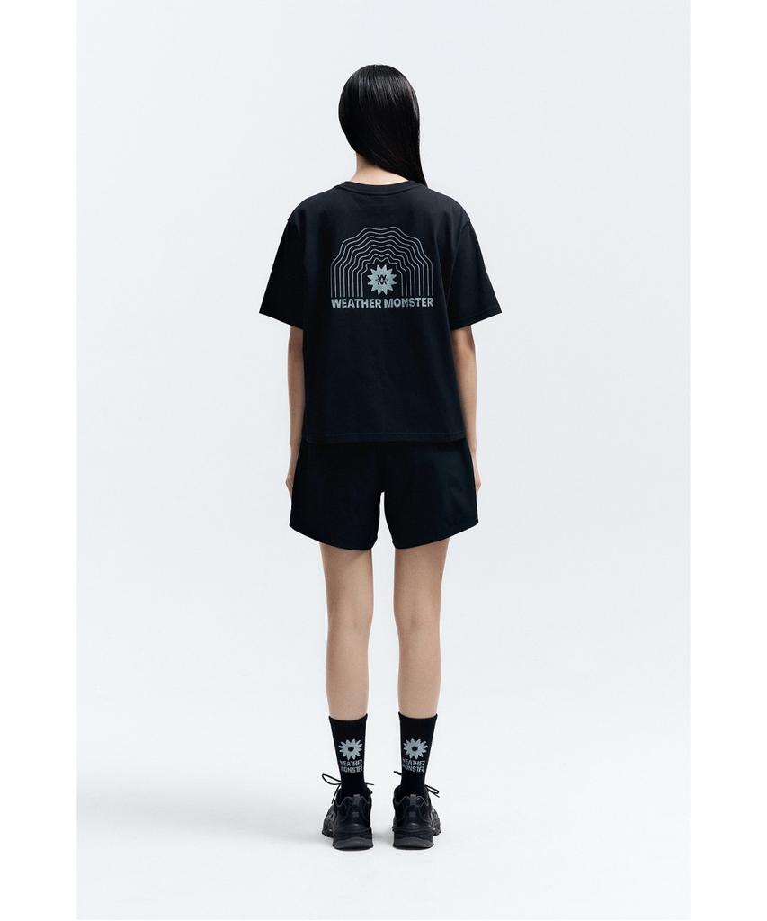 Koolongseupocheu Wm Women'S Crop Print Short Sleeve T-Shirt 8Htcm26204Blk