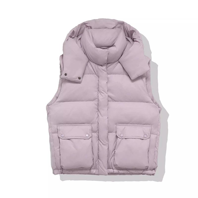 FASHION winter new hooded big pocket down  vest women's 2024 Korean version thick warm short vest winter tide Clothes
