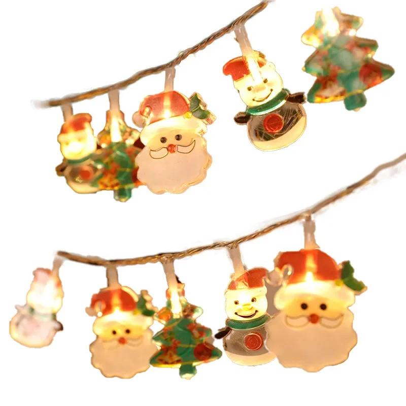 2025 LED Christmas Lights String Santa Claus Snowman Garland LED Christmas Decoration Light Party New Year Decor Fairy Lamp