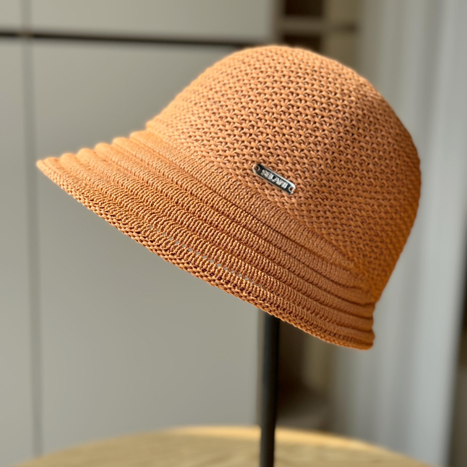 

Spring and Summer New Knitted Breathable Fisherman s Hat Children s Sun Hat Foldable Basin Hat ONE SIZE