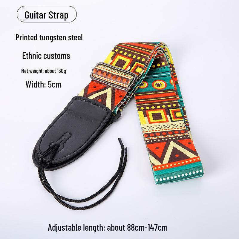 Breite Holz-Gitarrenschultergurte im Ethno-Stil - Polyester bedruckt für E-Gitarren (Vereinigtes Königreich).