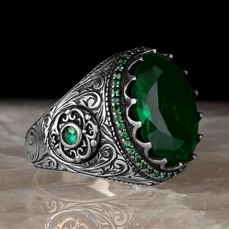 European And American Party New Women'S Ring Green Cube Zirconia Gorgeous Women'S Accessories Anniversary