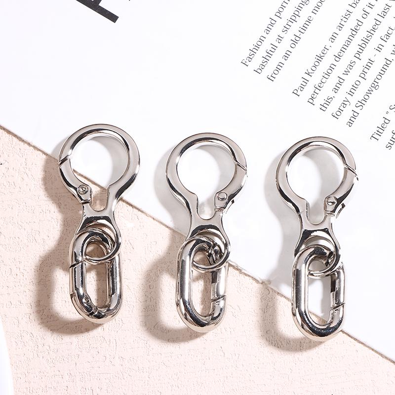 1/3Pcs Double Opening Swivel Clasp Clips Metal Spring Snap Hooks With Key Ring For Diy Keychains Craft Accessories