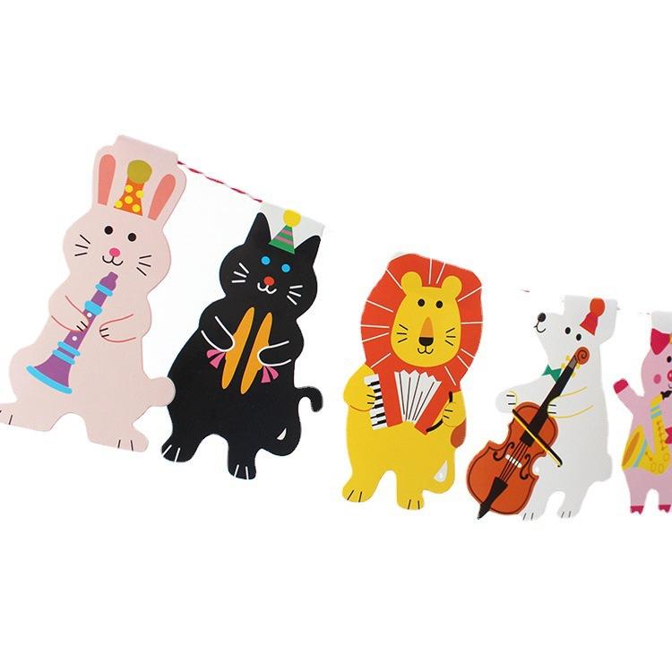 Children'S Day School Kindergarten Party Decoration Animal Birthday Flag Baby Birthday Latte Customization