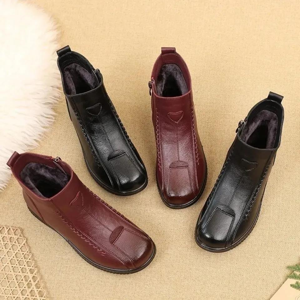 Χειμερινά Γυναικεία Παπούτσια, Βαμβακερά Παπούτσια, Χοντρό Βελούδο Επίπεδη Αντιολισθητική Ζεστά Γυναικεία Παπούτσια, Μποτάκια