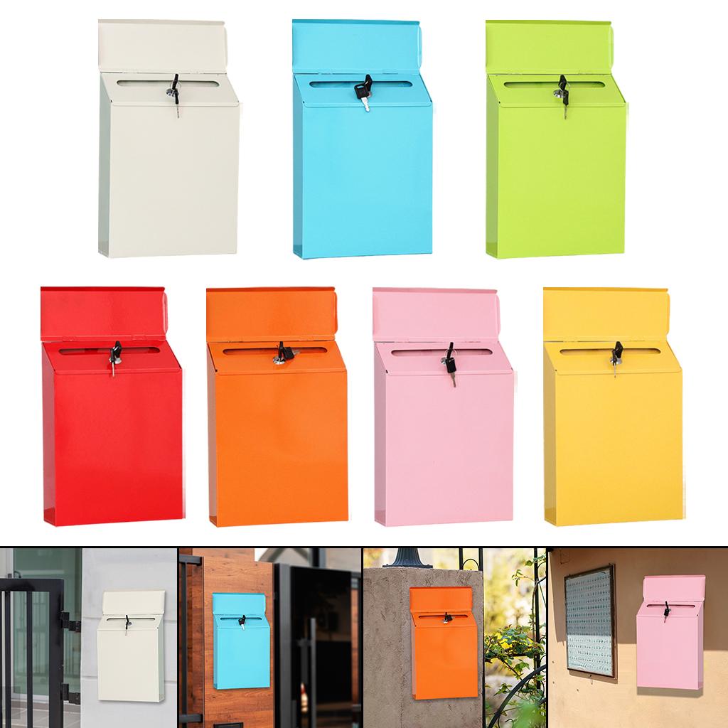 Vertical Mailbox Wall Mounted Deposit Suggestion Drop Box Secured Payments Key Paperwork Postbox Case Office Room Rural Decor