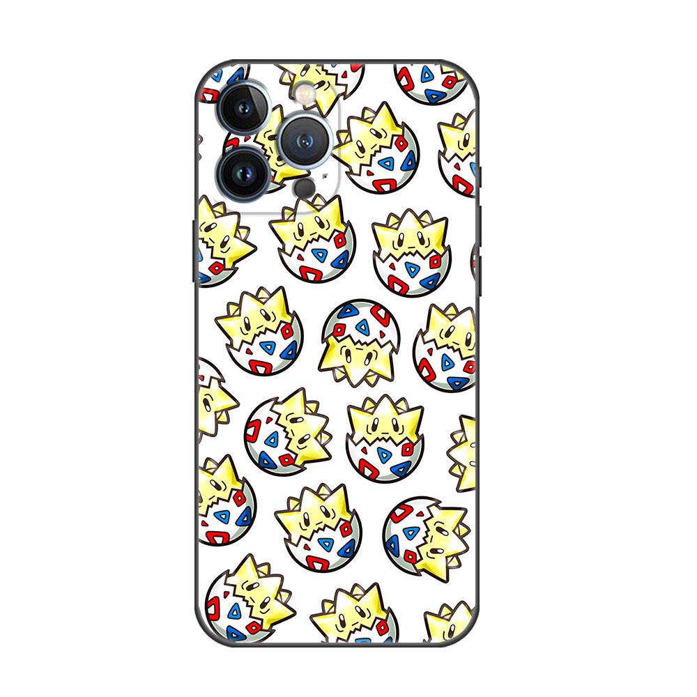 Pouzdro pro Apple iPhone 14 11 13 7 12 Pro 7 XR XS Max 8 Plus 6 14Pro 13Mini Černé Měkké Telefonní Coque Pokemon Pikachu Kreslený