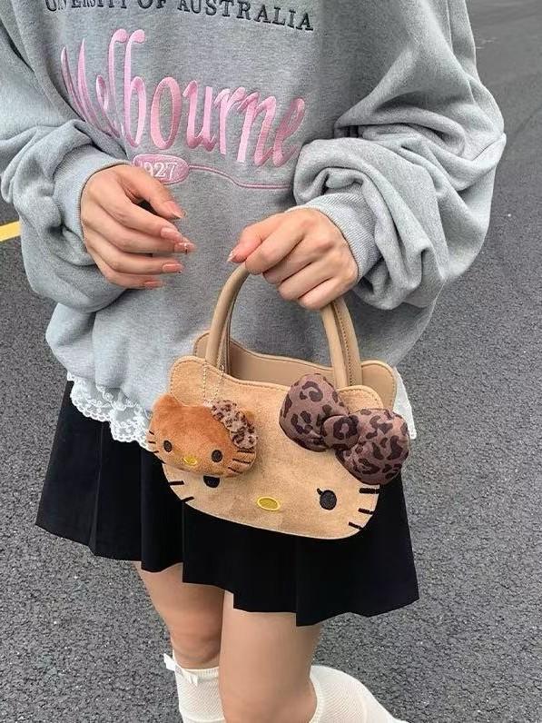 Hello Kitty Cartoon Shoulder Bag For Girls With Pu Material And Spacious Storage