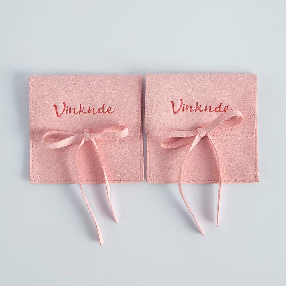 Influencer Style Flip-Top Microfiber Jewelry Storage Bag for Ear Studs & Necklaces – Free Design & Sampling