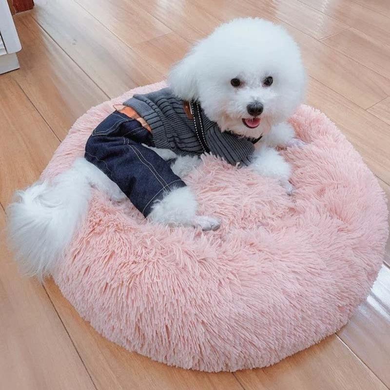 Super Soft Long Plush Pet Furniture Dogs House Cat's Beds Plush Pet Bed Round Mat for Small Medium Pet Accessories