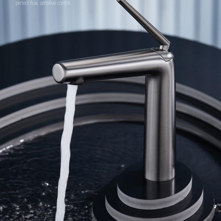 Brushed Gold All-Copper Faucet for Bathroom Sink with Hot and Cold Water