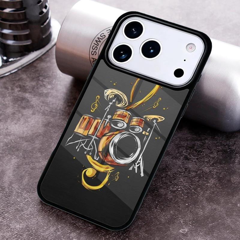Musical Instrument Drum Soft Phone Case for iPhone 17 16 15 Pro Max Air 14 13 12 11 Plus Shockproof Capa Cover
