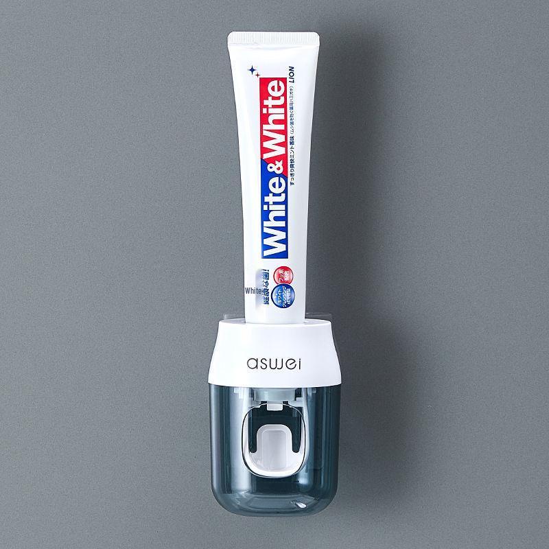 Automatic Toothpaste Squeezer & Wall-Mounted Toothbrush Holder - No Drill, Child-Friendly Storage Rack