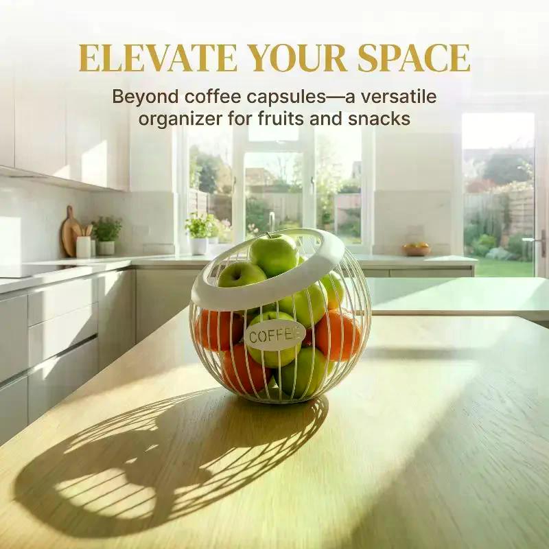 Iron Wire Coffee Pod Holder Large Capacity Basket for Kitchen Countertop Coffee Station Organization