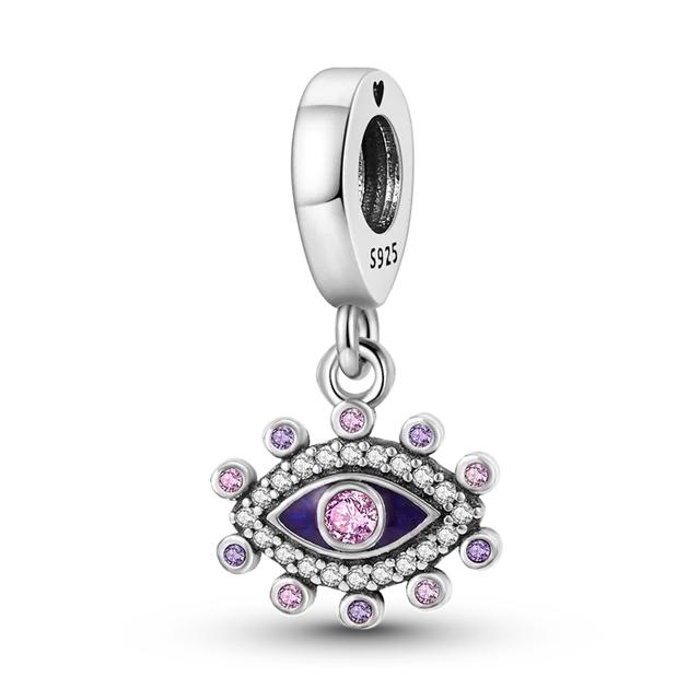 Lucky Blue Devil Eyes Pendant Fit Bracelet Necklace 925 Silver Palm Egypt Charms Bead Diy Jewelry