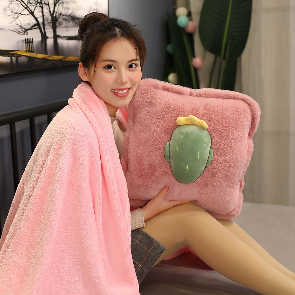 3in1 Fruit Pattern Pillow Blanket Carrot Cactus Pineapple Plush Toy Decoration