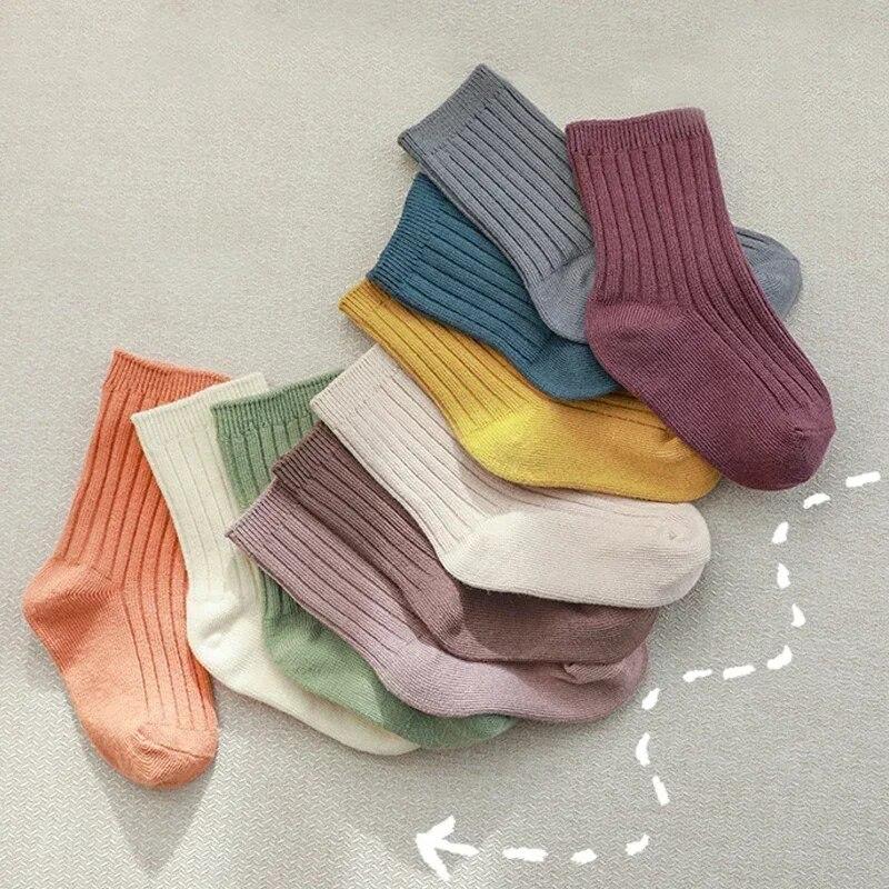5 perechi de ciorapi sport din bumbac de primăvară, toamnă, în stil coreean, drăguți, în dungi, albi, înalți, șosete lungi pentru bebeluși, băieți, fete, accesorii
