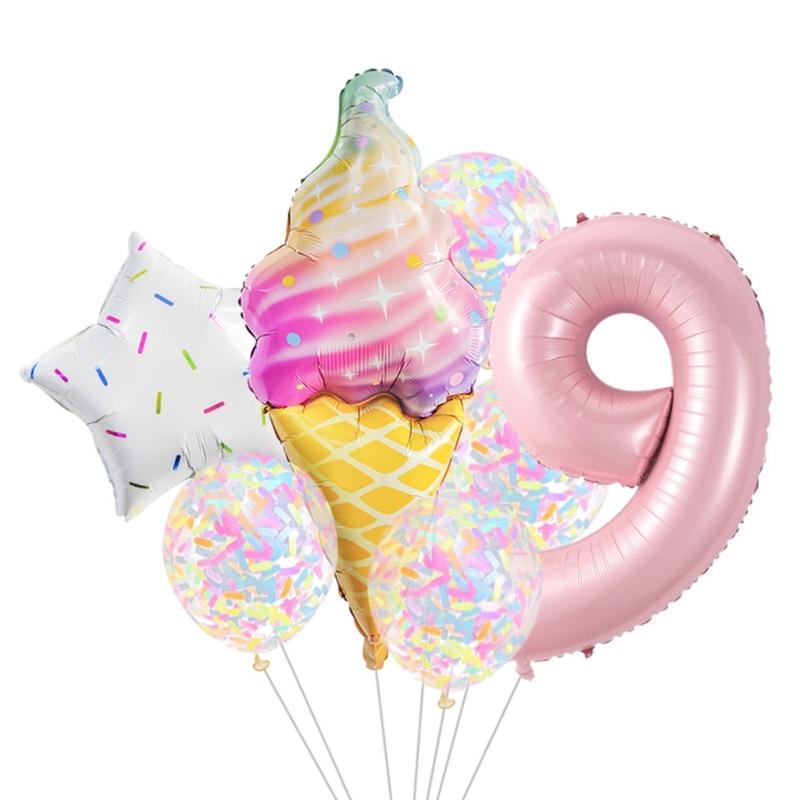 Aluminum Foil Balloons with Star and Ice Cream Designs Easy Inflation for Children Parties and Event